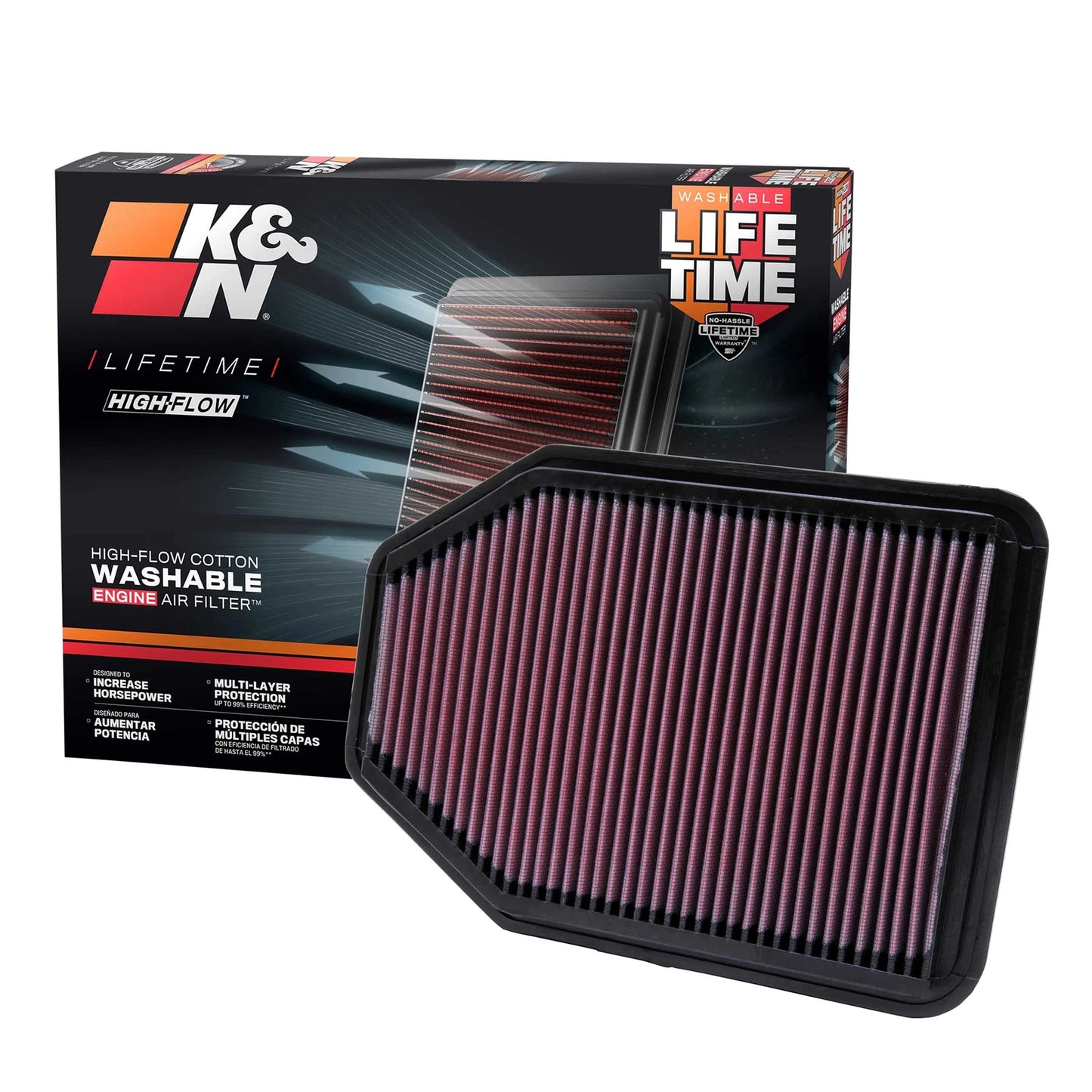 K&N Engineering Drop In Air Filter: Jeep Wrangler 2007 - 2010 3.8L V6
