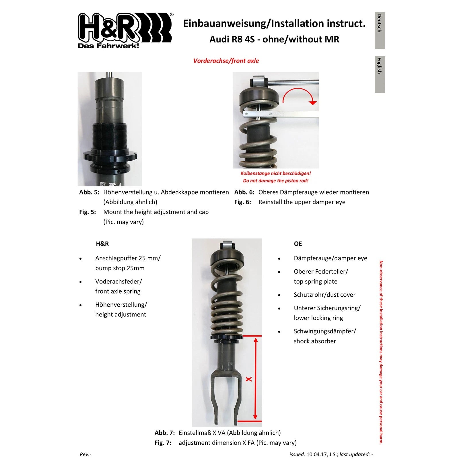 H&R VTF Adjustable Lowering Springs | Audi R8 Coupe V10 (17+) (23004-1)