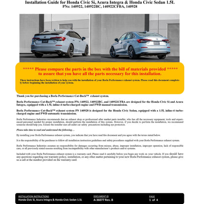 Borla S-Type Cat-Back Exhaust System | 2022+ Honda Civic Si (140922)