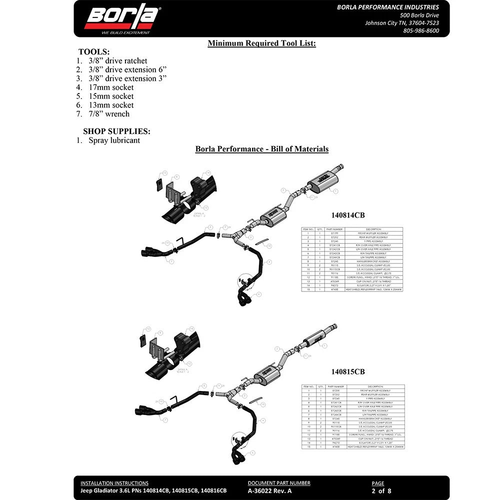 Borla Cat-Back Exhaust System - ATAK | 2020-2020 Jeep Gladiator 3.6L (140816CB)