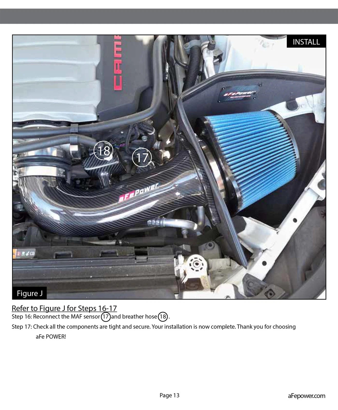 aFe Track Series Carbon Fiber Pro 5R AIS Intake | Chevrolet Camaro SS 2016-2019 (57-10005R)