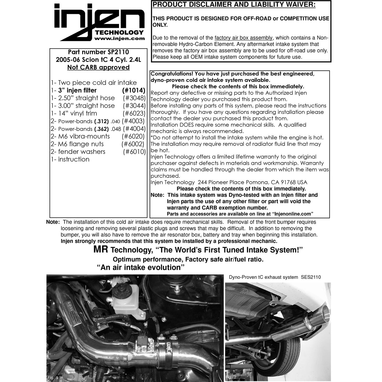 Injen Cold Air Intake | Scion tC (04-10) (SP2110BLK)
