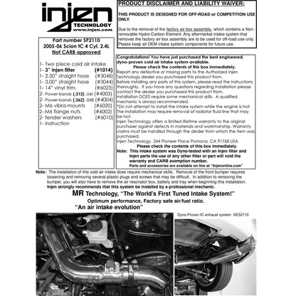 Injen Cold Air Intake | Scion tC (04-10) (SP2110BLK)