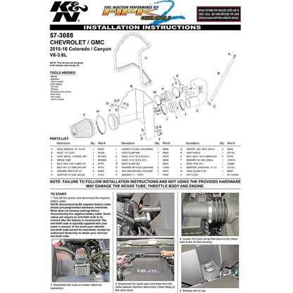 K&N 3.6L V6 Performance Air Intake System | Chevrolet Colorado (57-3088)