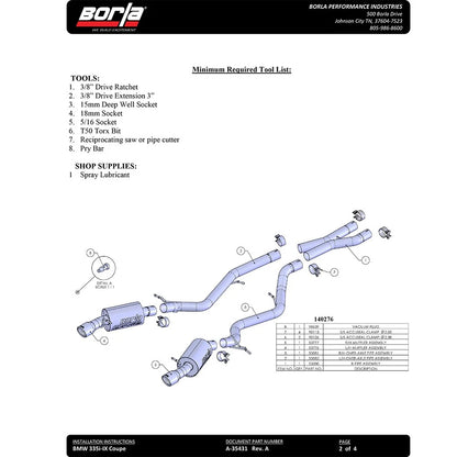 Borla Aggressive Catback Exhaust System | BMW 335i Coupe/Sedan (07-08) (140276)