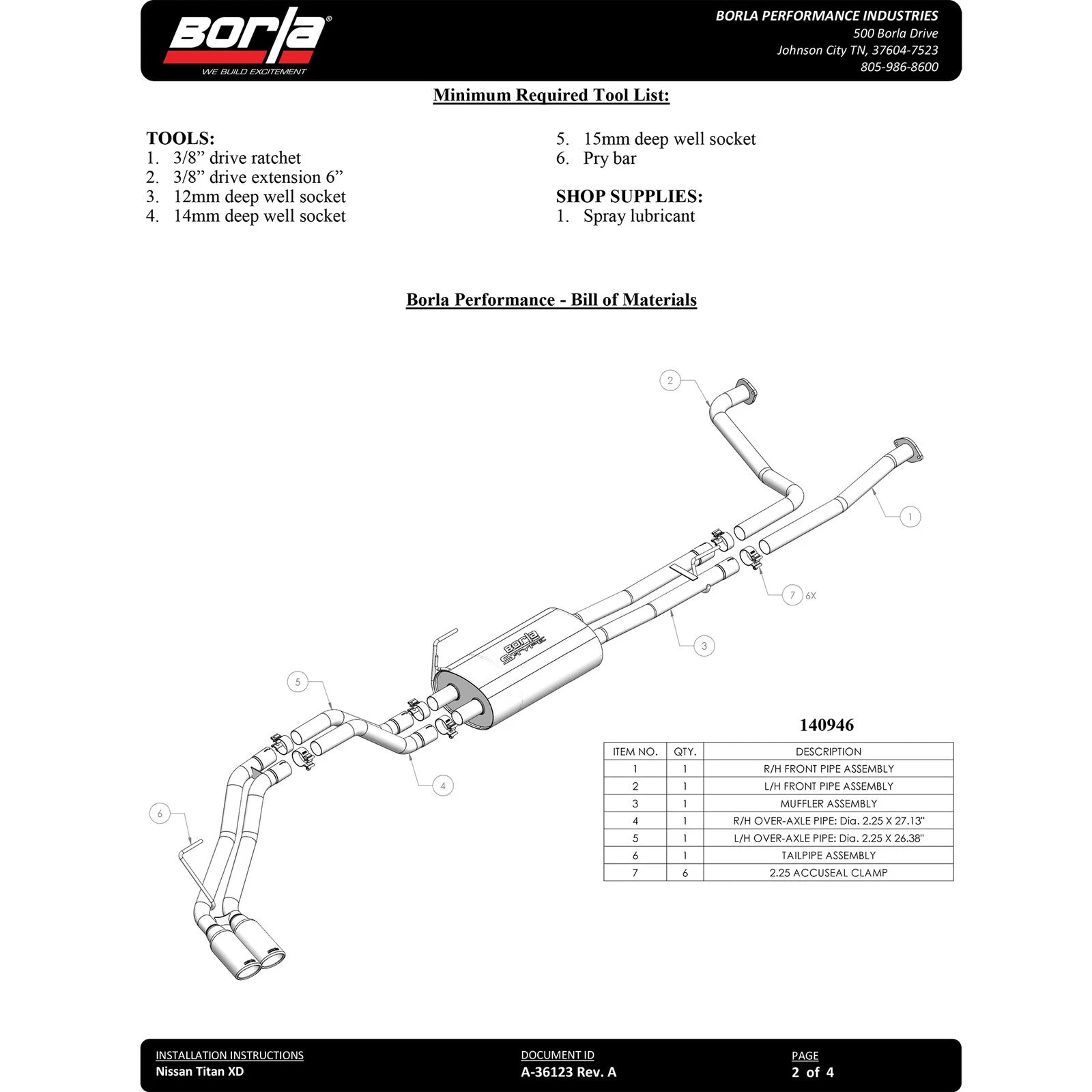 Borla 16-24 Nissan Titan XD S-Type Cat-Back Exhaust | Nissan Titan XD (16-24) (BC140946)