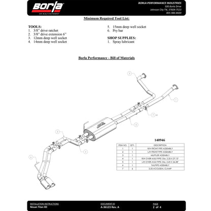 Borla 16-24 Nissan Titan XD S-Type Cat-Back Exhaust | Nissan Titan XD (16-24) (BC140946)
