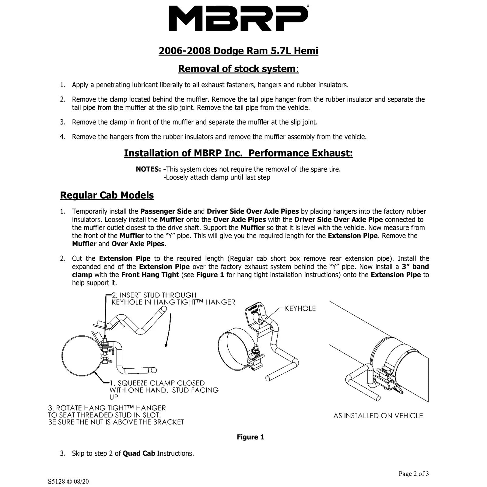 MBRP 3in. Cat-Back Dual Split Side Exhaust | Dodge Ram Hemi 1500 5.7L SC/CC-SB (06-08) (S5128AL)