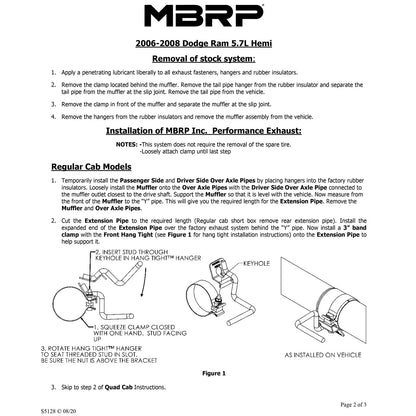 MBRP 3in. Cat-Back Dual Split Side Exhaust | Dodge Ram Hemi 1500 5.7L SC/CC-SB (06-08) (S5128AL)