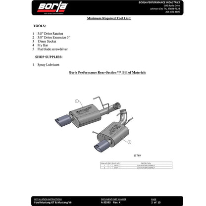 Borla Axle-Back Exhaust System - S-Type | 2013-2014 Ford Mustang 5.0L (11836)