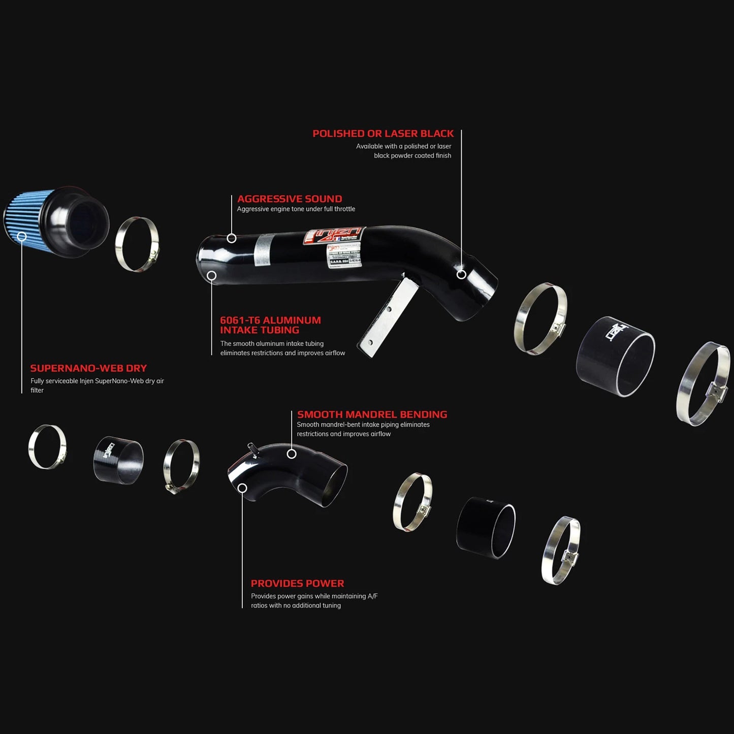 Injen Cold Air Intake System | 1994 - 2001 Acura Integra (RD1450BLK)