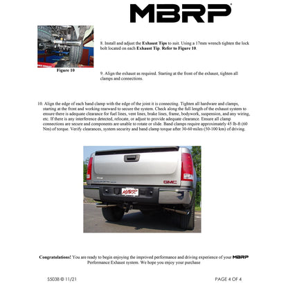 MBRP 3in. Cat-Back 2.5in. Dual Split Side Exit Exhaust | Chevy/GMC 1500 (Next Gen) (07-08) (S5038AL)