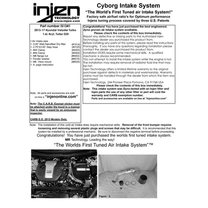Injen Polished Short Ram Intake System | Hyundai Veloster Turbo 2013-2017 (IS1341P)