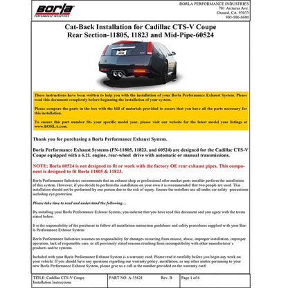 Borla Axle-Back Exhaust System - S-Type | 2011-2015 Cadillac CTS V Coupe 6.2L (11823)