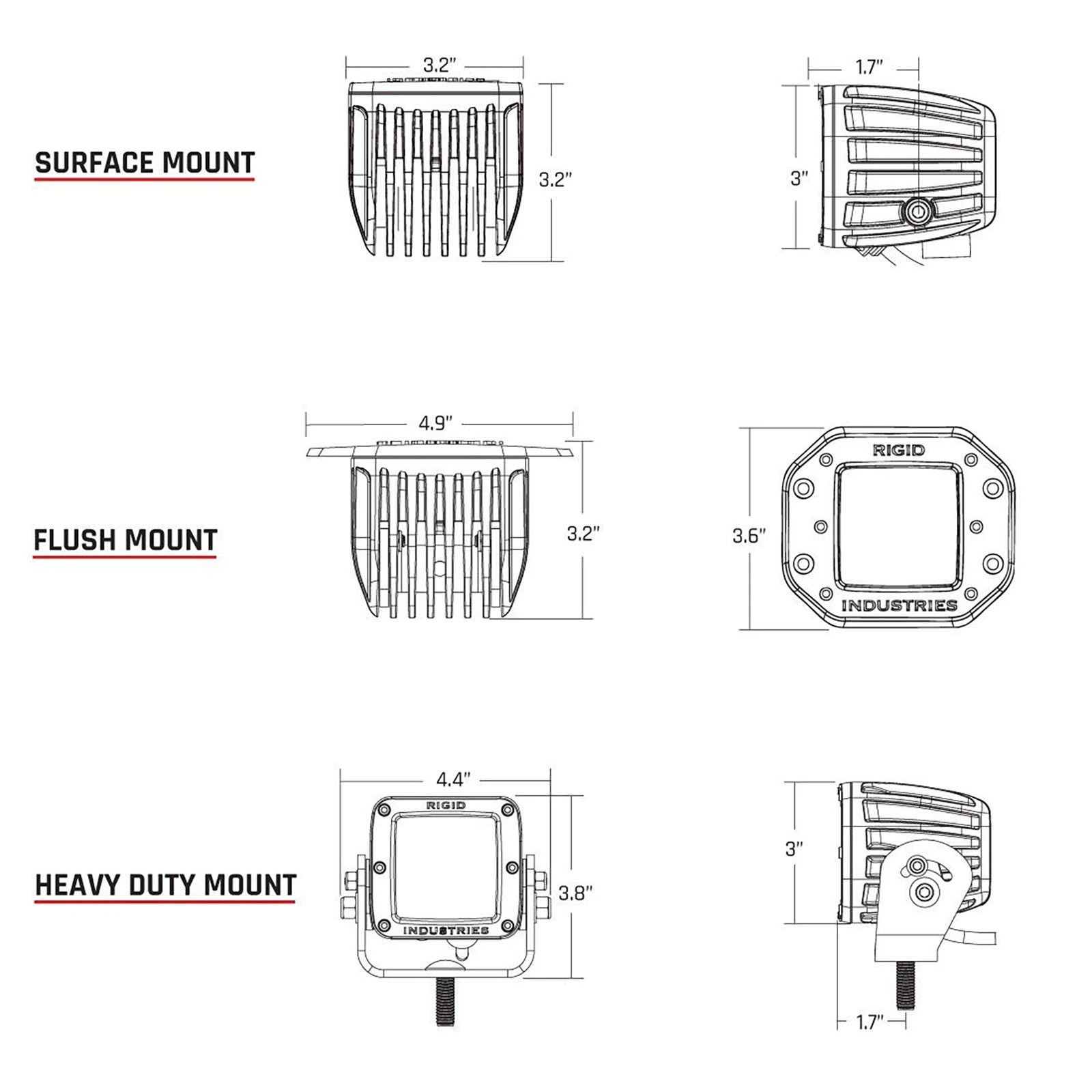 Rigid Industries Rigid D-Series LED Pro Light - Flood / Surface / White Housing / Pair (RIG602113)