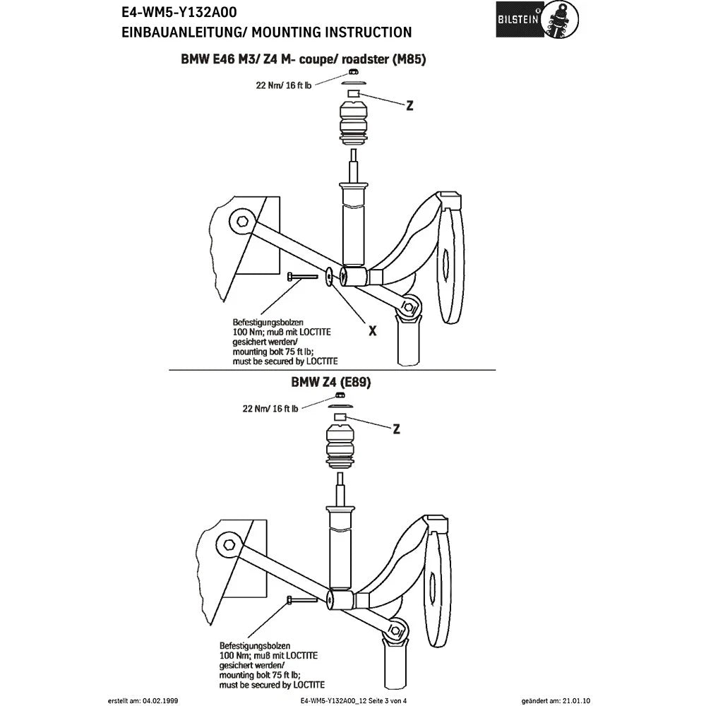 Bilstein B4 OE Replacement Suspension Shock Absorber for 1992-1993 BMW 325i E36