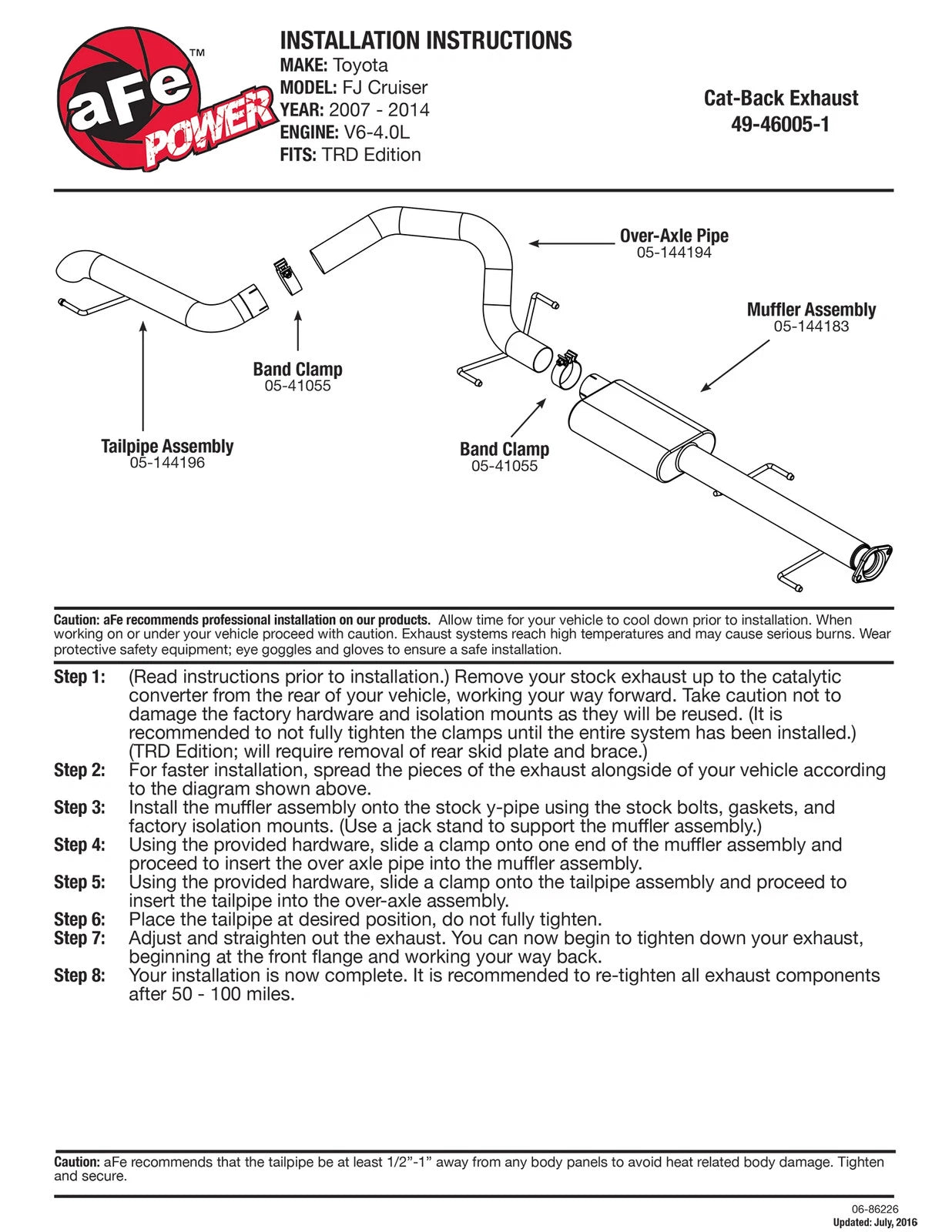 aFe 3in SS Cat-Back Exhaust Hi-Tuck RB | Toyota FJ Cruiser (07-14) (49-46005-1)