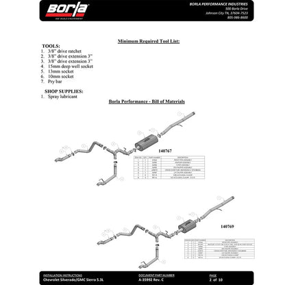 Borla Cat-Back Exhaust System - Touring | Multiple Fitments (140780)