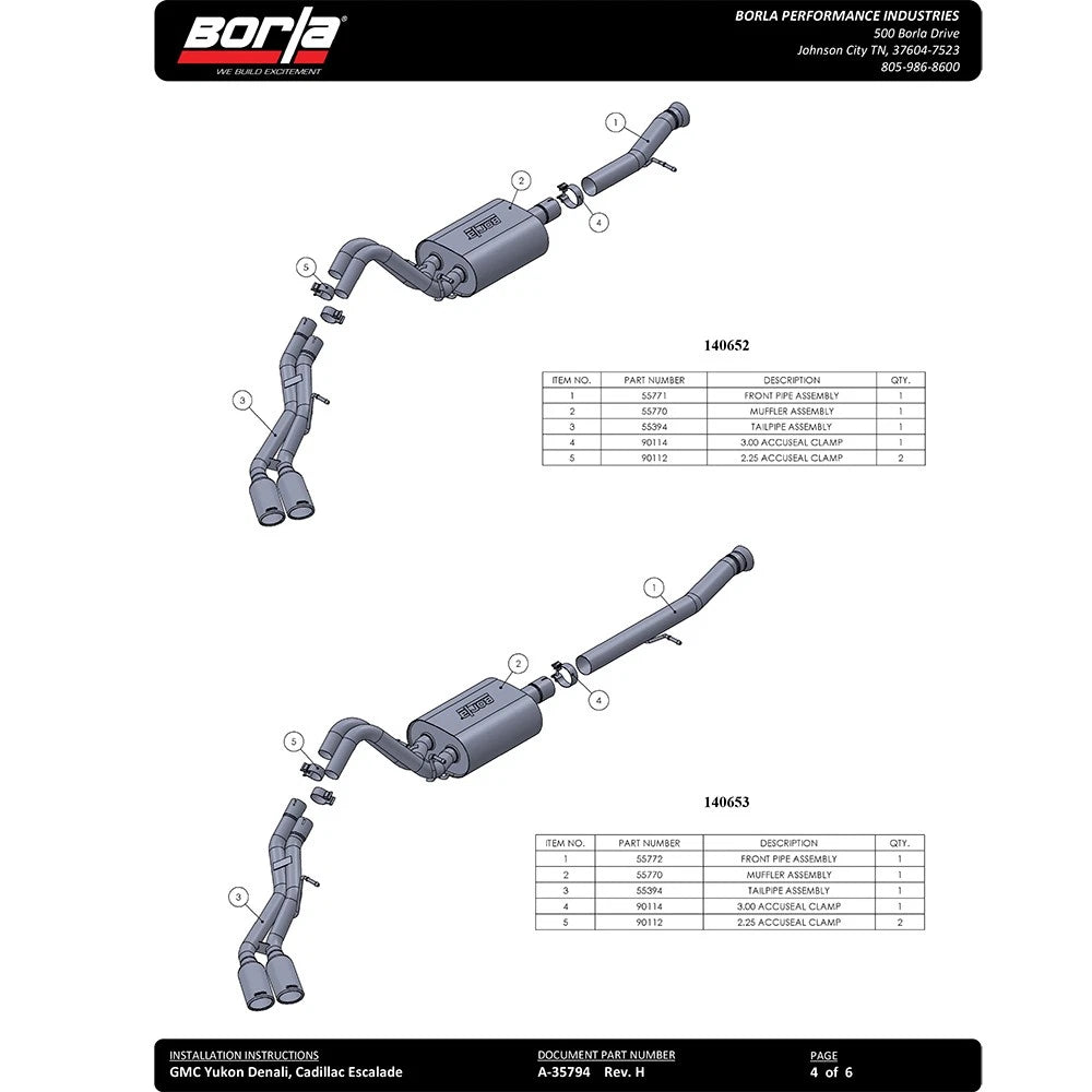 Borla Cat-Back Exhaust System - Touring | Multiple Fitments (140560)