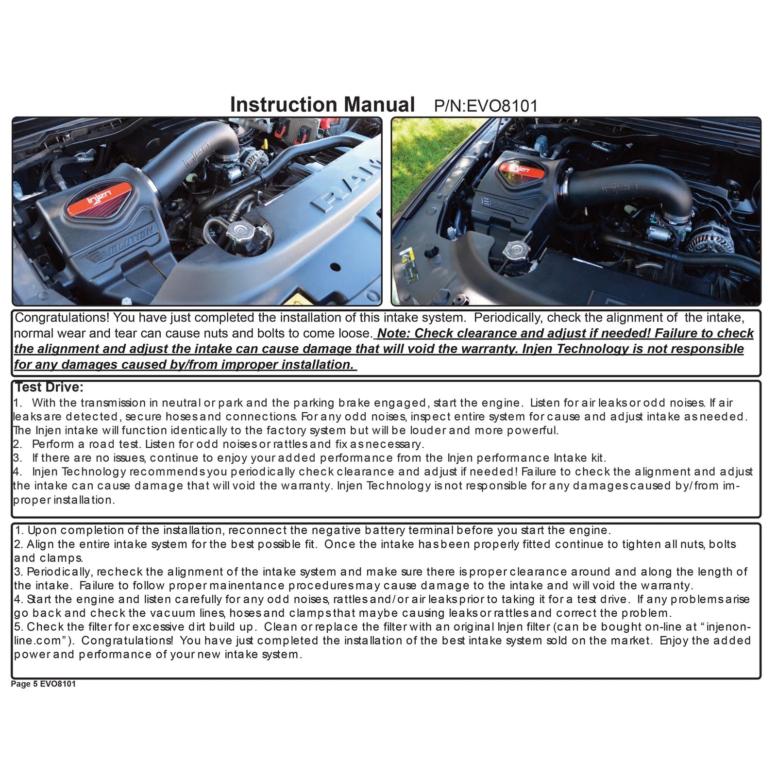 Injen 2009-2026 Dodge Ram 1500 V8-5.7L Evolution Intake | Dodge 3500 / 1500 Classic / Ram 1500 V (09-26) (EVO8101C)