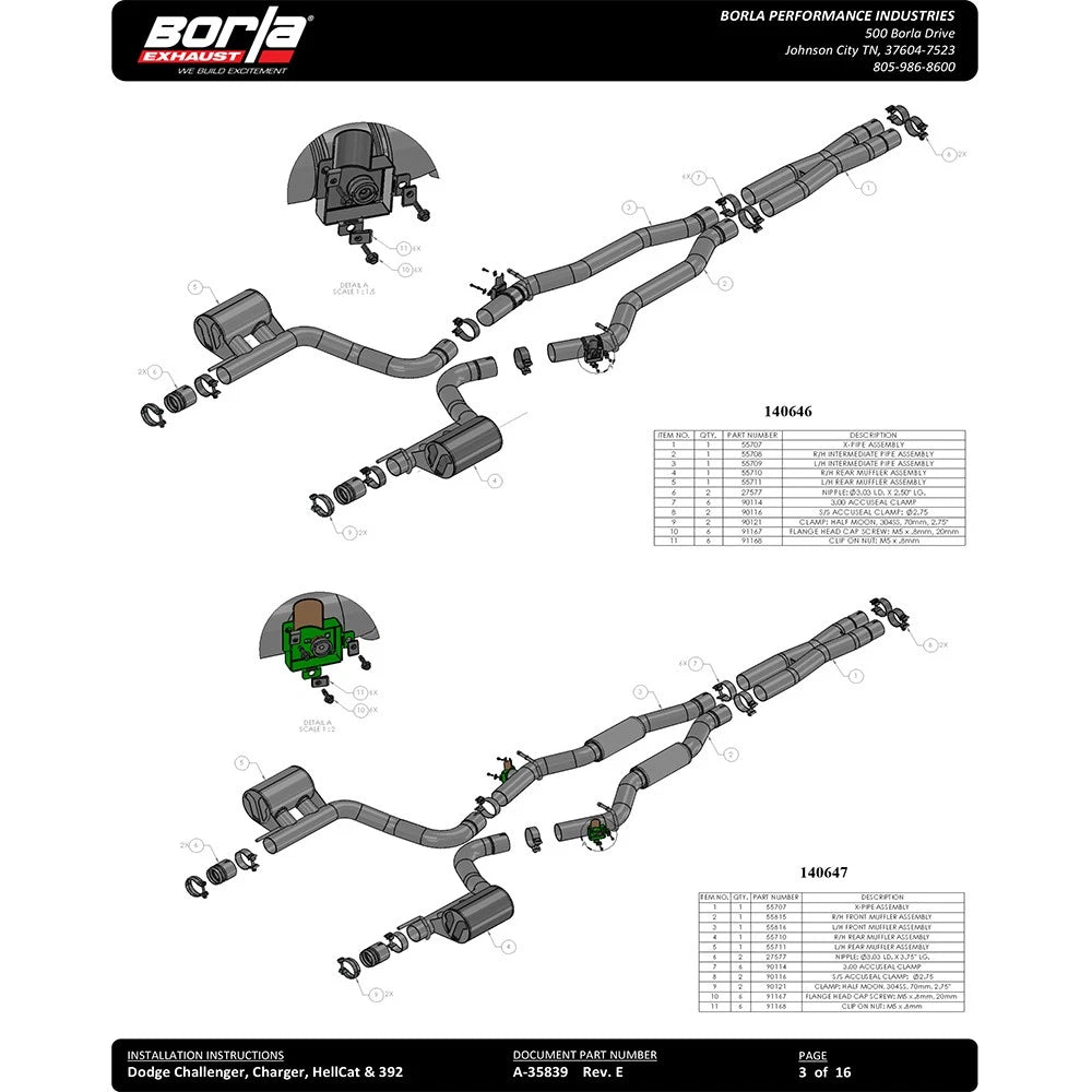 Borla Cat-Back Exhaust System - S-Type | 2015-2020 Dodge Challenger 6.2L (140642)