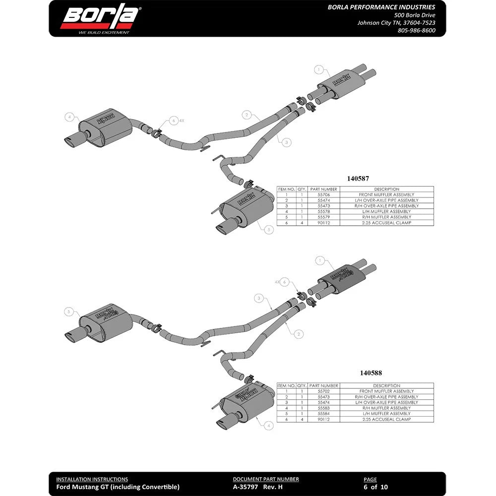 Borla S-Type Cat-Back Exhaust System | 2015-2017 Ford Mustang GT (140590)