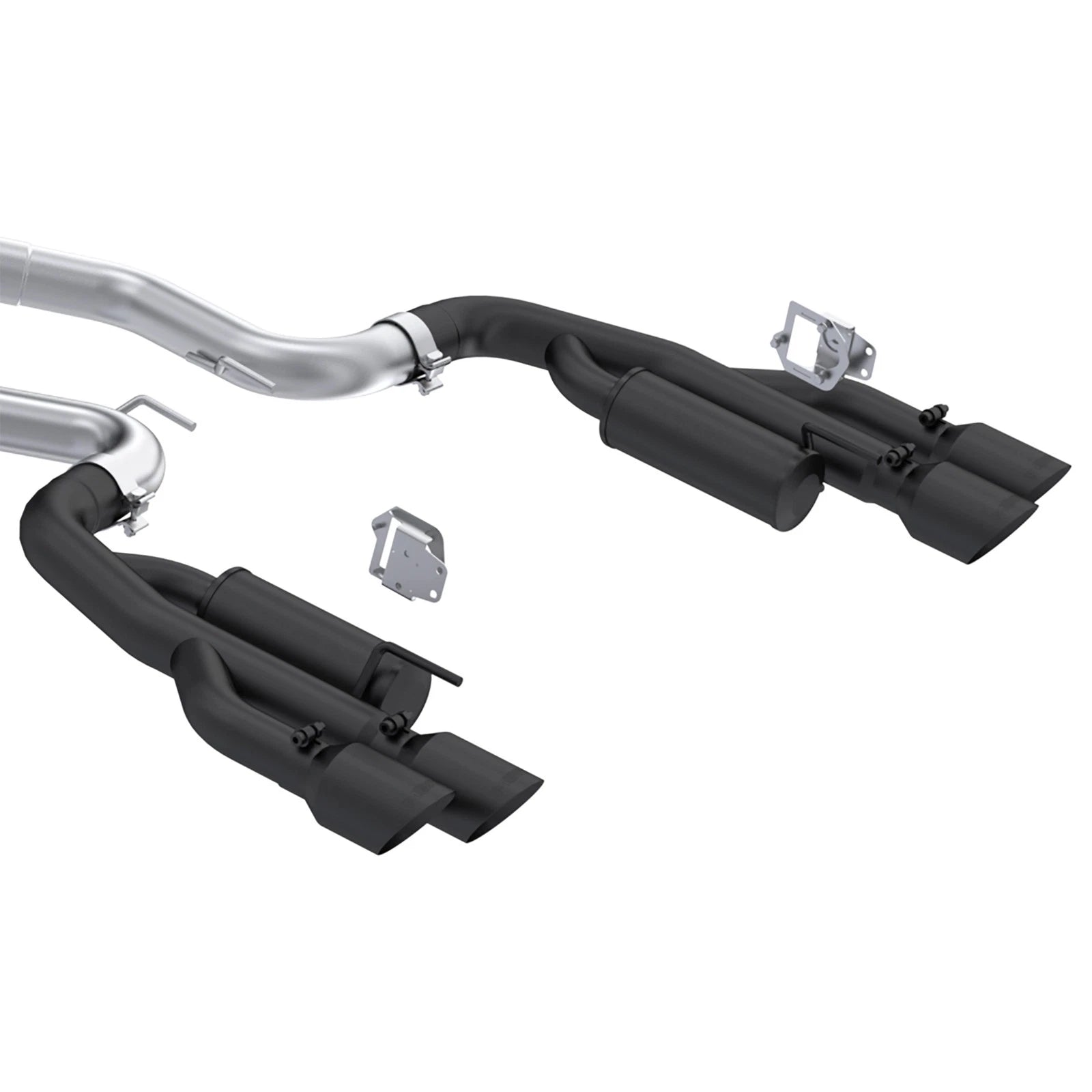 MBRP 2024+ Ford Mustang 5.0L Blk Alum. SS 3in Cat-Back Exhaust w/ Quad Blk Tips (Valve Delete) | Ford Mustang (S7282BLK)