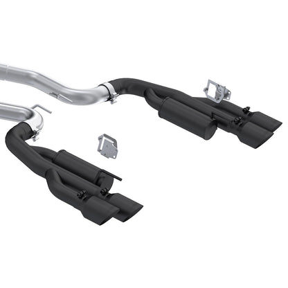 MBRP 2024+ Ford Mustang 5.0L Blk Alum. SS 3in Cat-Back Exhaust w/ Quad Blk Tips (Valve Delete) | Ford Mustang (S7282BLK)