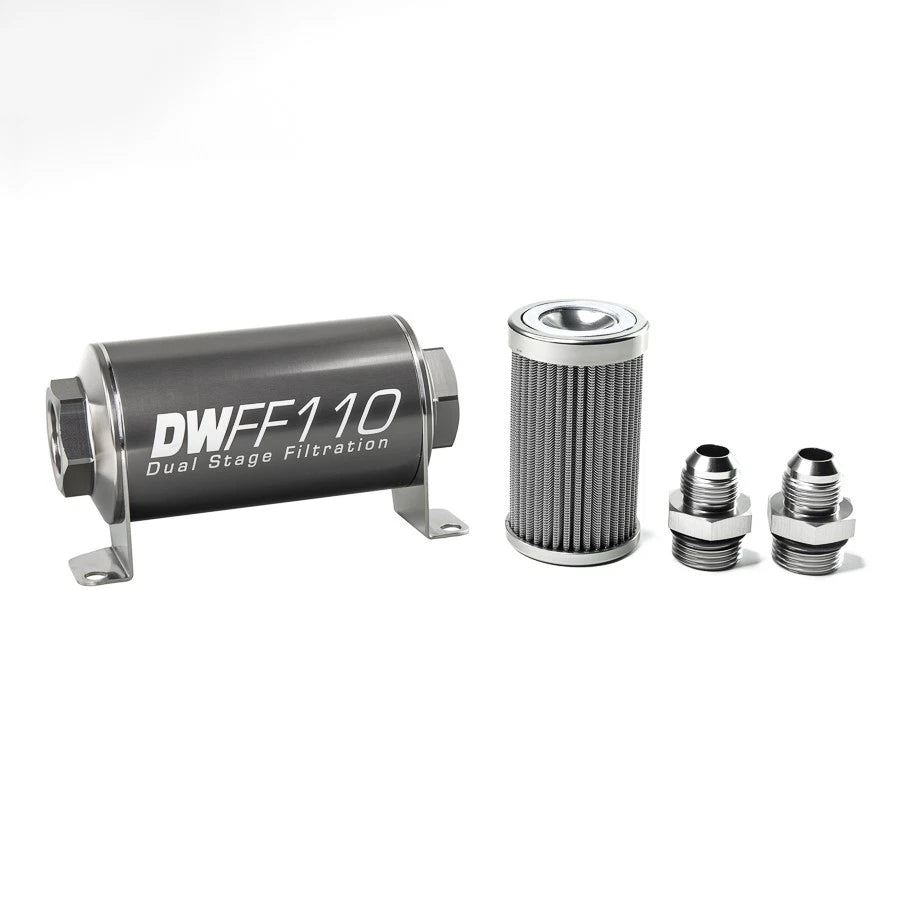Deatschwerks Universal 100 Micron 110mm Fuel Filter Kit (8-03-110-100K-10/-38/-516/-6/-8)