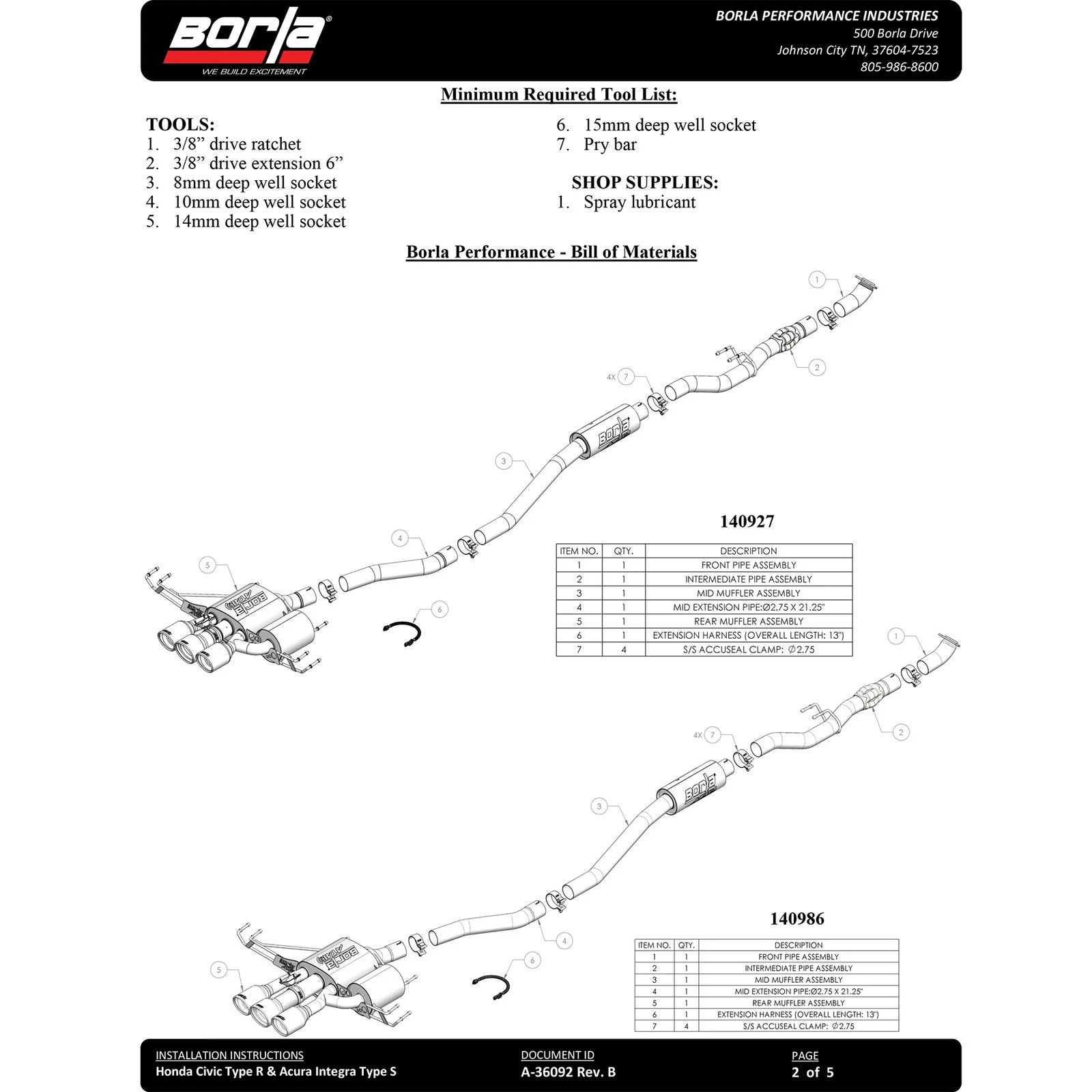 Borla 2.75in ATAK Cat-Back Exhaust System | Acura Integra Type S (24+) Carbon Fiber & Black Anodized (140986CFBA)