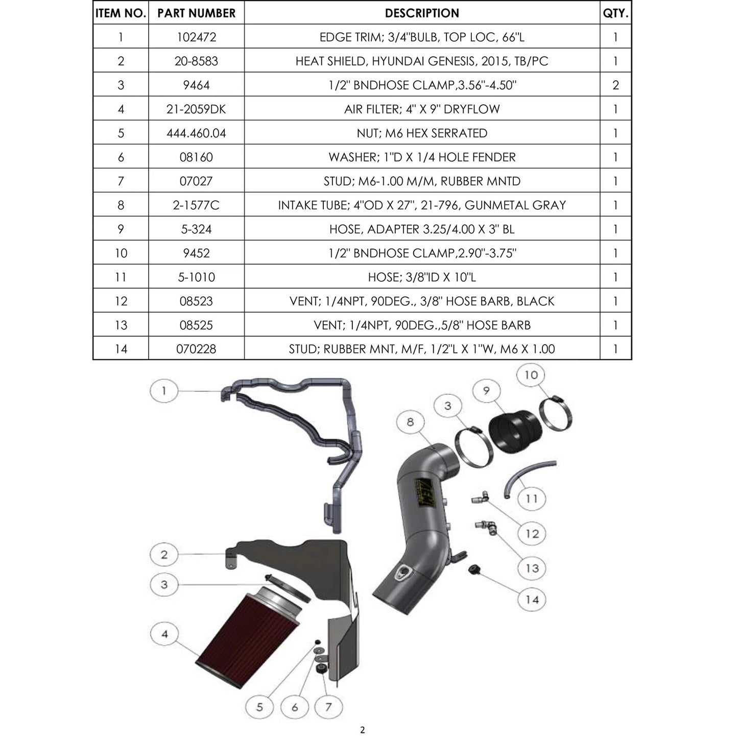 AEM Cold Air Intake | 2015 Hyundai Genesis 3.8L-V6 F/I (21-796C)