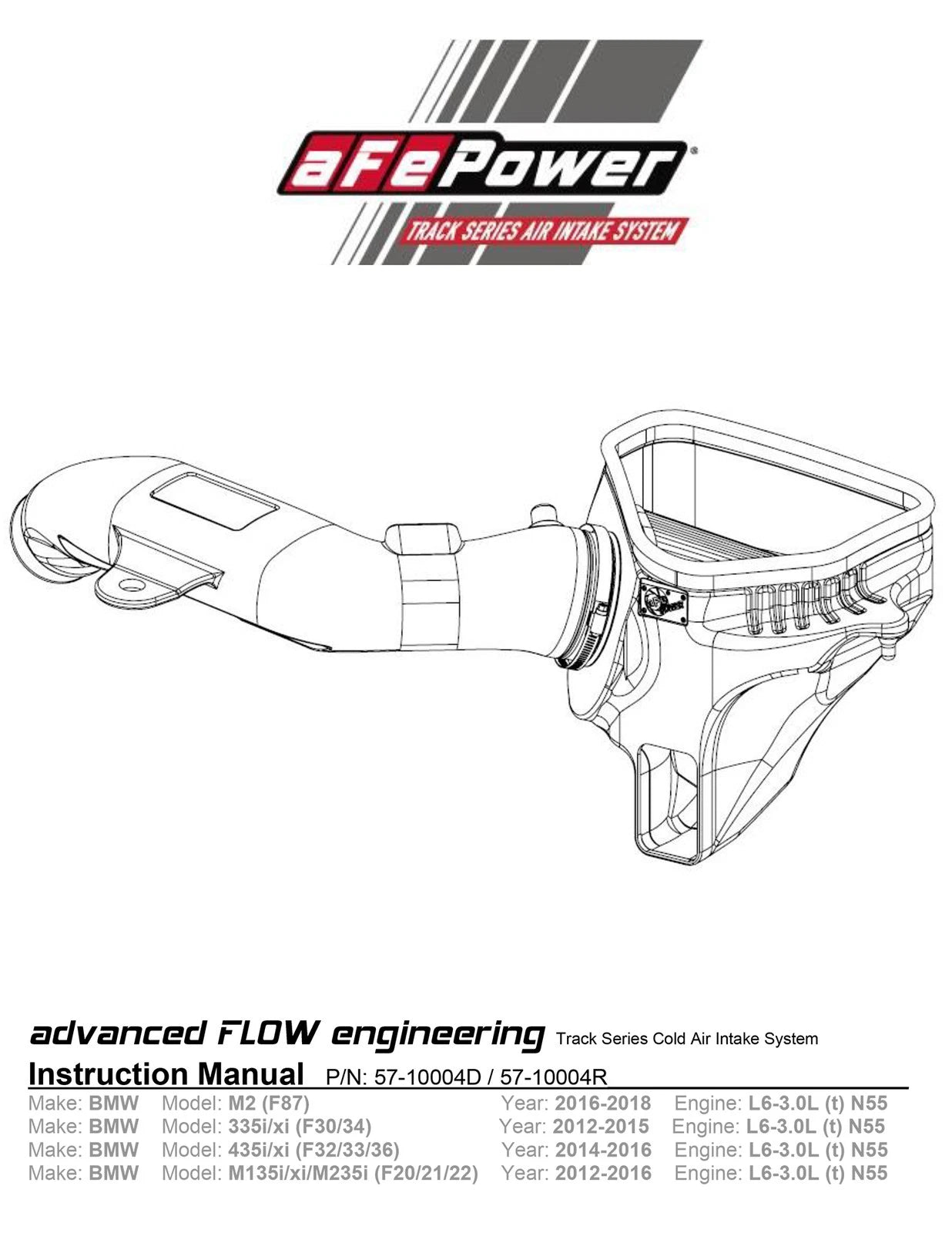 aFe Track Series Carbon Fiber Intake w/Pro 5R Filter | BMW M2 (F87) L6 3.0L N55 (16-18) (57-10004R)