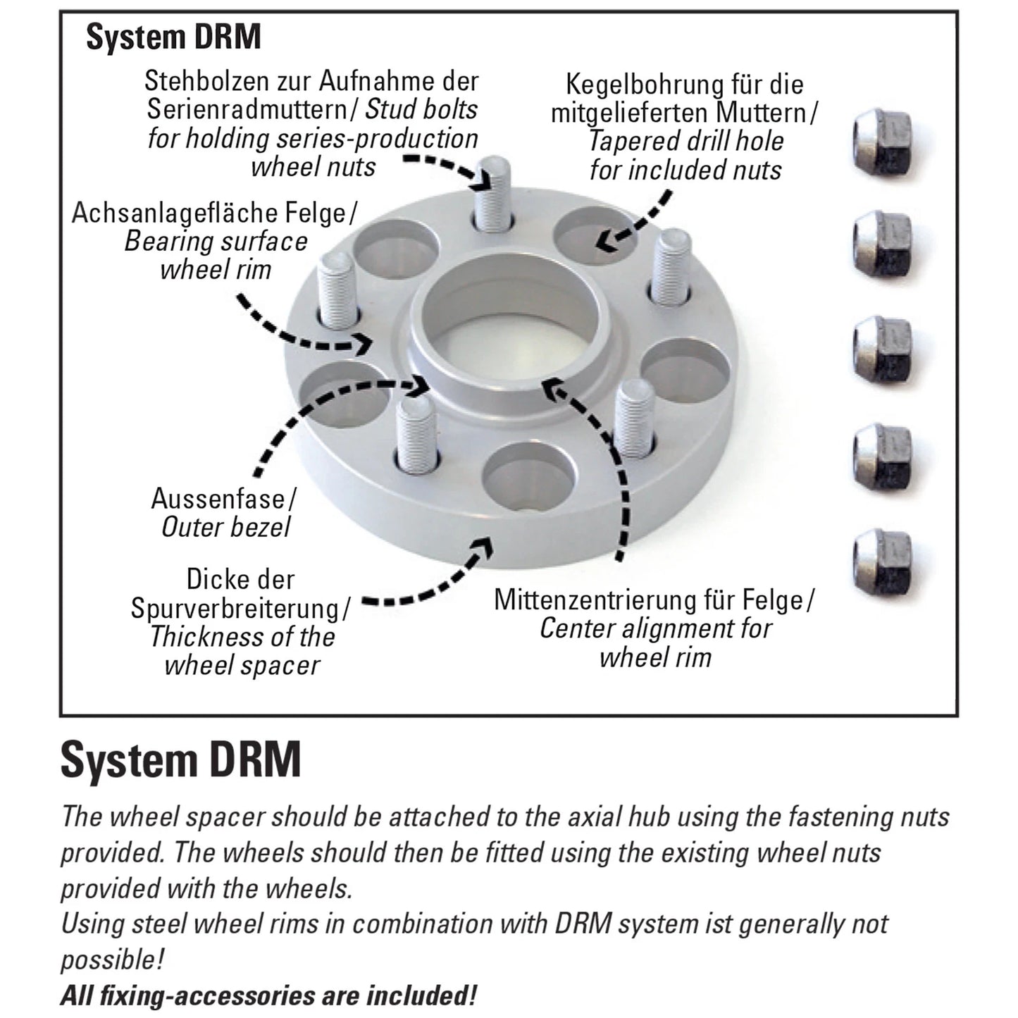 H&R 4065640 DRM Front or Rear 20 mm Wheel Spacers Kit Set Pair for 1997-24 Honda