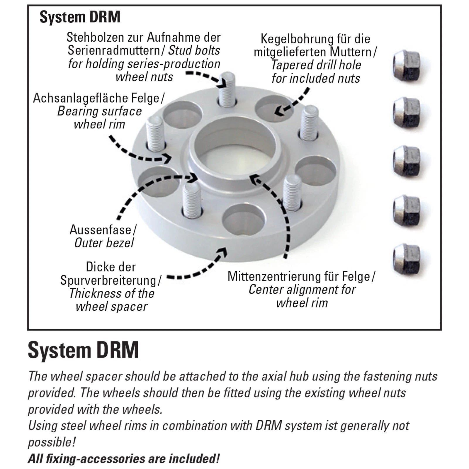 H&R 4065640 DRM Front or Rear 20 mm Wheel Spacers Kit Set Pair for 1997-24 Honda