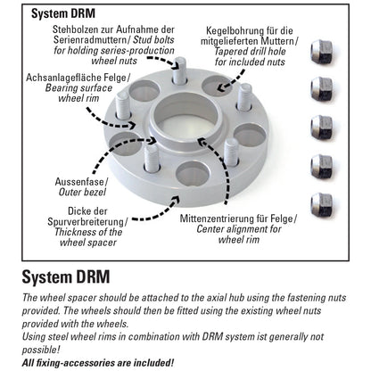 H&R 4065640 DRM Front or Rear 20 mm Wheel Spacers Kit Set Pair for 1997-24 Honda