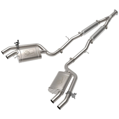 aFe Gemini XV 3in to Dual 2-1/2in SS Cat-Back Exhaust w/ Cut-Out | Kia Stinger (22-23) (49-37024)