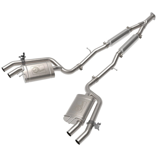 aFe Gemini XV 3in to Dual 2-1/2in SS Cat-Back Exhaust w/ Cut-Out | Kia Stinger (22-23) (49-37024)