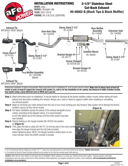 aFe Rebel Series 2.5in 409 SS Cat-Back Exhaust | Jeep Wrangler JK V6 3.6/3.8L (07+) (49-48062-B)