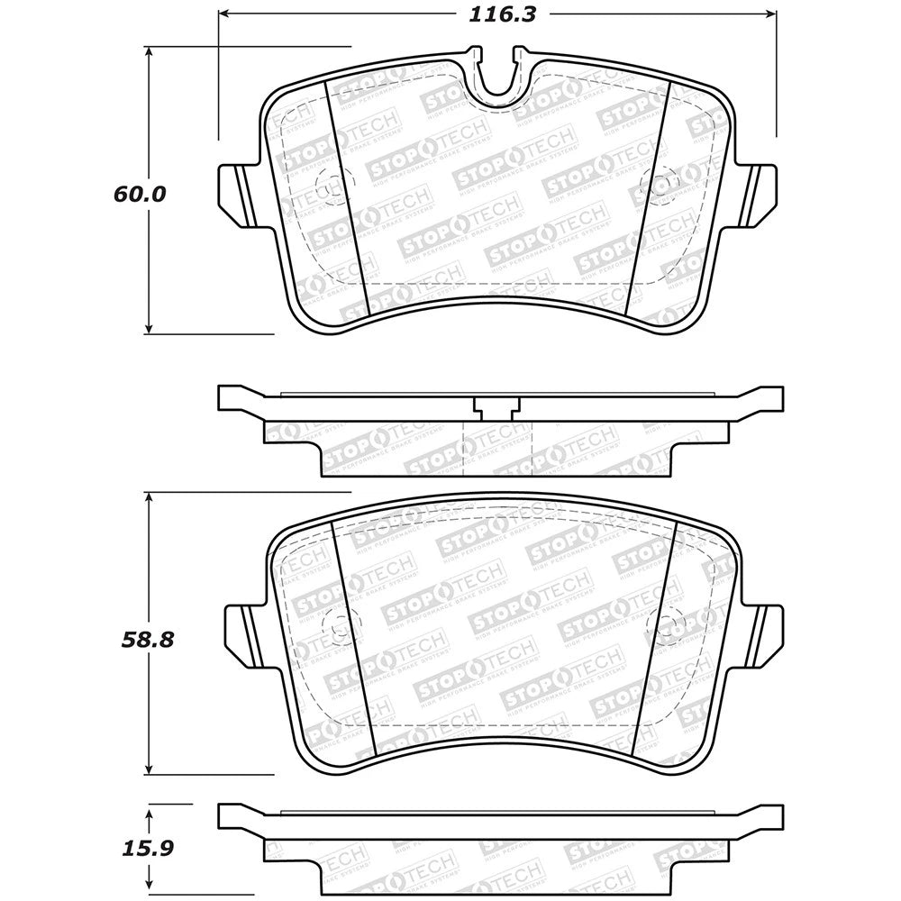 StopTech 308.15470 Rear Brake Pads Set for 12-19 A6 / 11-18 A7 A8 / 15-20 Macan