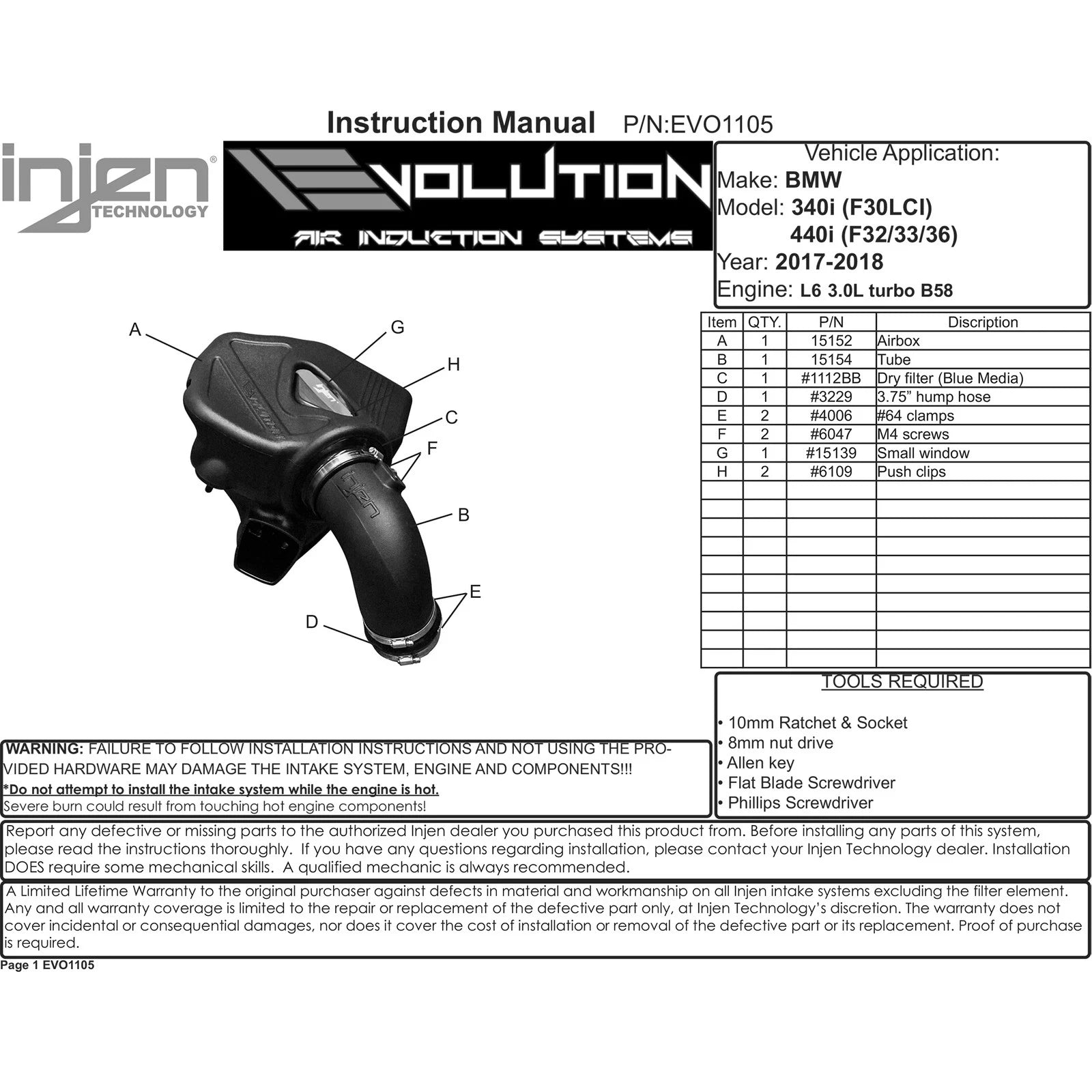 Injen Evolution Intake | BMW 340/440/M140/M240 3.0T (11-19) (EVO1105)