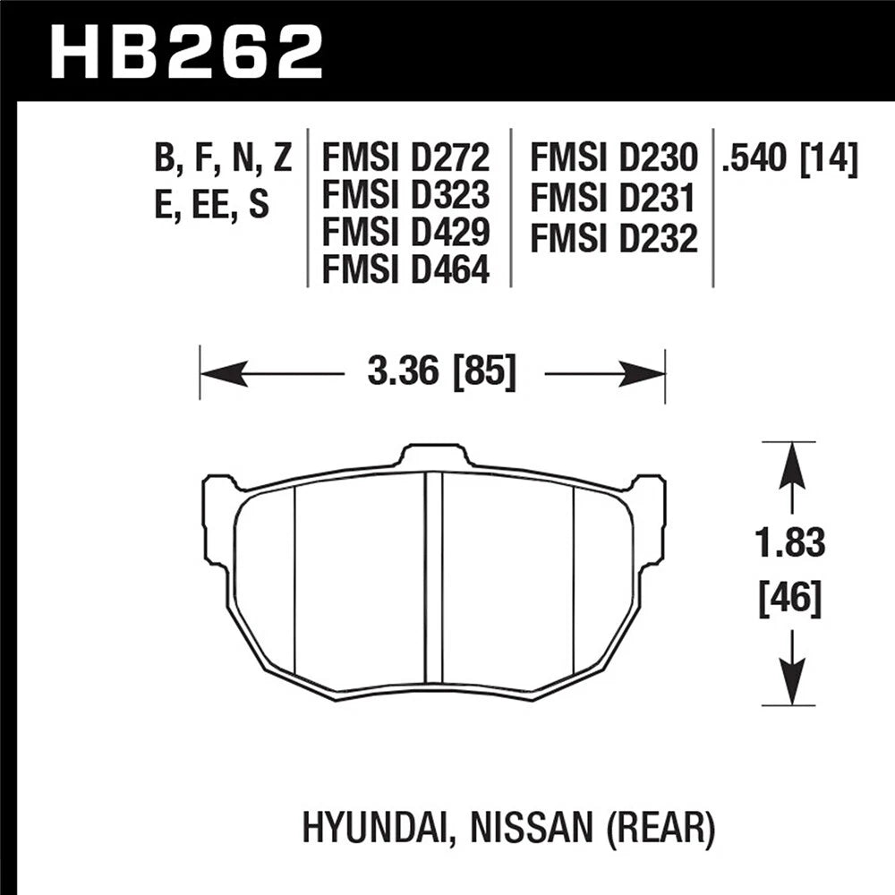 Hawk Performance HPS Street Rear Brake Pads | 1989-1997 Nissan 240SX (HB262F.540)