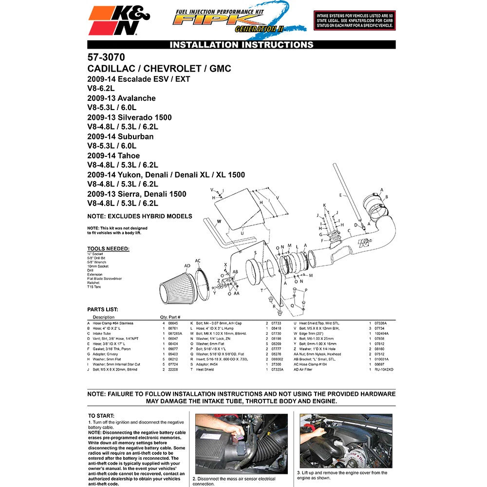K&N FIPK 09-11 Chevy Silverado V8 Performance Intake Kit | Chevrolet Silverado (09-11) (57-3070)