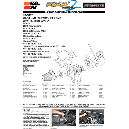 K&N FIPK 09-11 Chevy Silverado V8 Performance Intake Kit | Chevrolet Silverado (09-11) (57-3070)