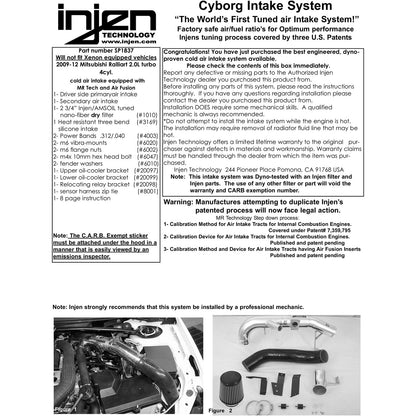 Injen Black Cold Air Intake | Mitsubishi Lancer Ralliart (09-14) (SP1837BLK)