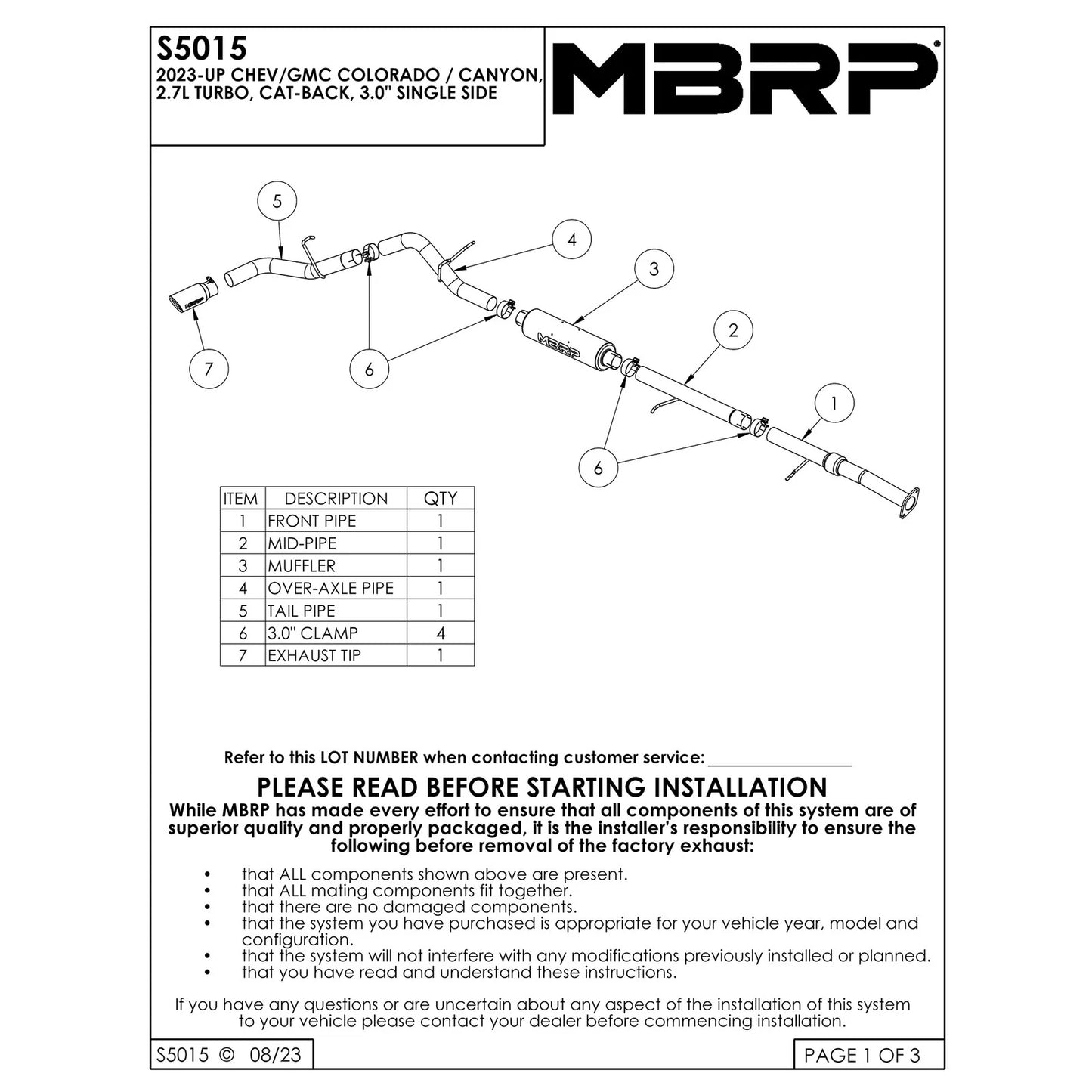 MBRP 3in Cat-Back Single Side Exit Exhaust | Chevrolet Colorado / GMC Canyon (23) (S5015304)