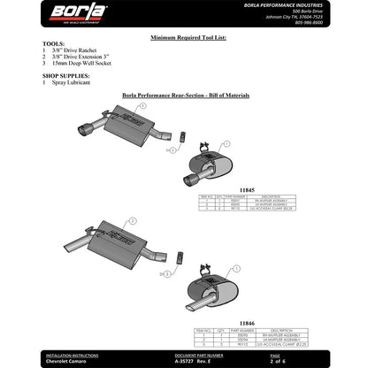 Borla Rear Section ATAK Exhaust | 2014-2015 Chevrolet Camaro SS (11851)
