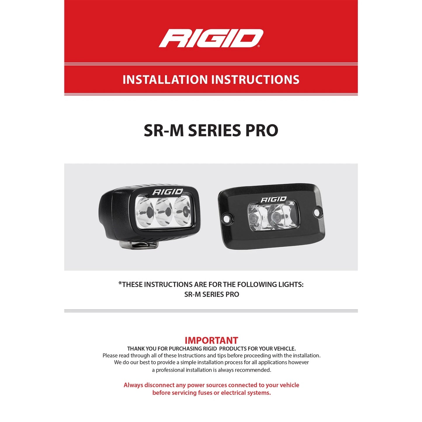 Rigid SR-M Series Pro LED Light | Flood / Surface / Black Housing (RIG902113)