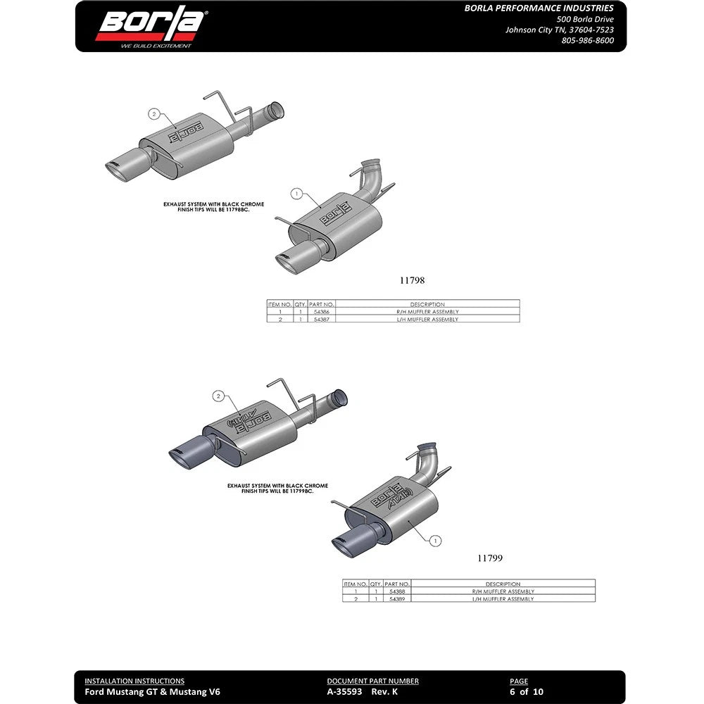 Borla Axle-Back Exhaust System - S-Type | 2011-2012 Ford Mustang Shelby GT500 5.4L (11798)