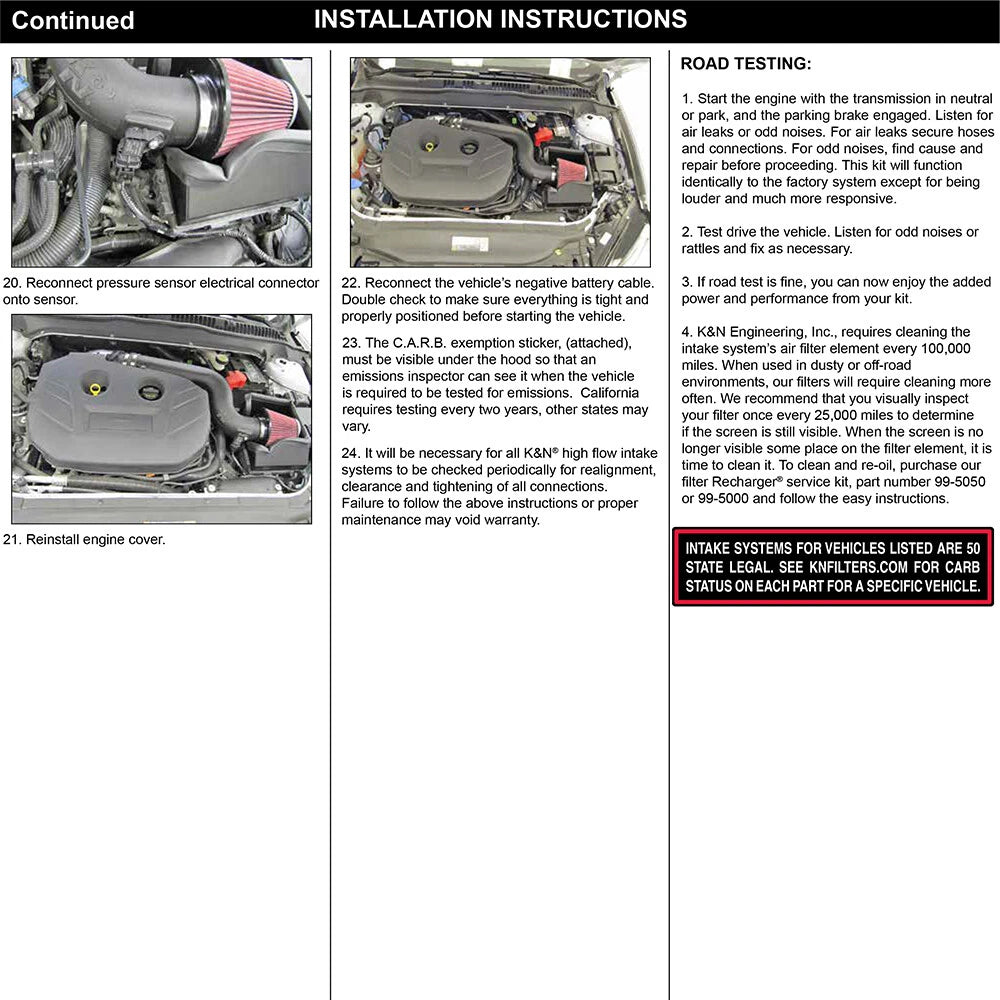 K&N 13-15 Ford Fusion 2.0L Performance Intake Kit | Ford Fusion (13-15) (57-2585)
