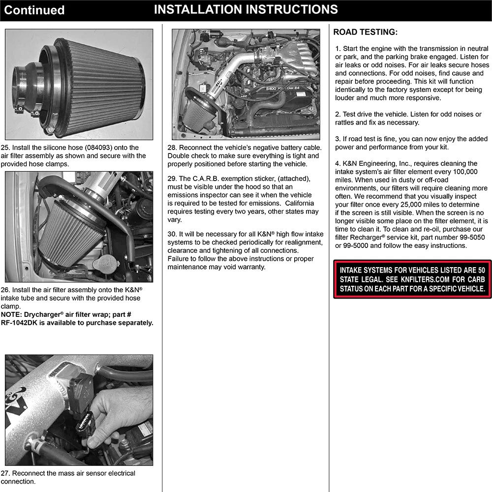 K&N High Flow Performance Kit | Toyota Tacoma/4Runner (99-04) (77-9015KP)